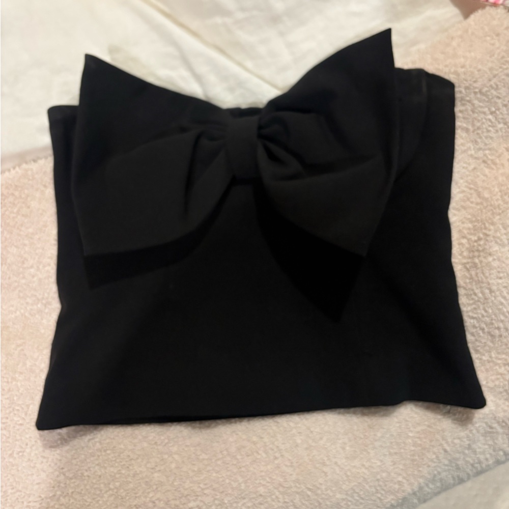 NBD Black Bow strapless top